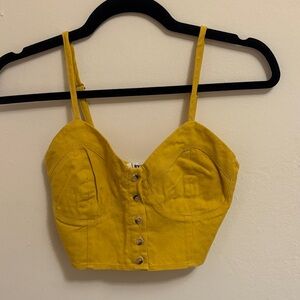 ROLLA'S Mustard Button-Up Crop Top